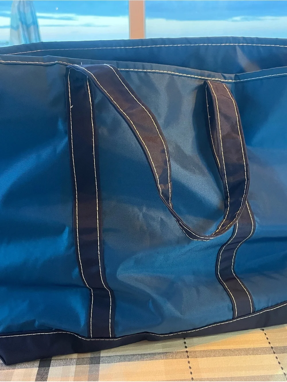 Vintage L.L. Bean Blue Canvas Tote Bag - Joe Namath Men's Carryall